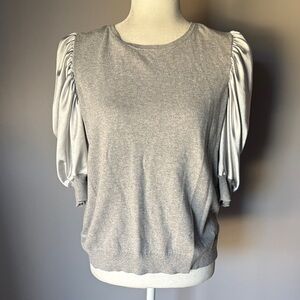 J. SOCIETY Women’s Gray Puff-Sleeve Sweater Top